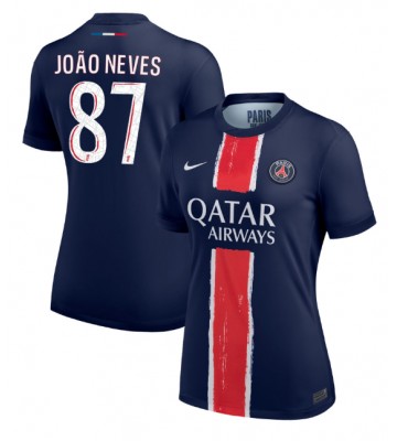 Paris Saint-Germain Joao Neves #87 Hjemmebanetrøje Dame 2024-25 Kort ærmer